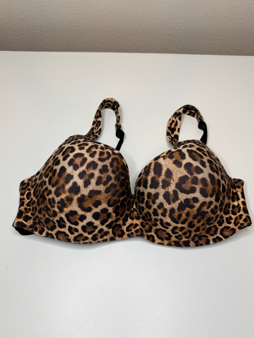Le Mystere Leopard Print Push up Bra - Black & Brown 34B